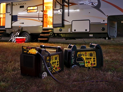 Generators outside a camper