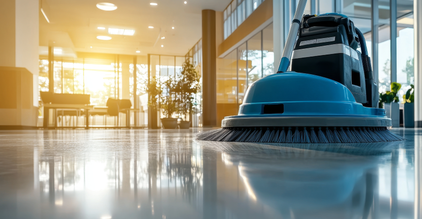 Scrubber in the hallways of a school