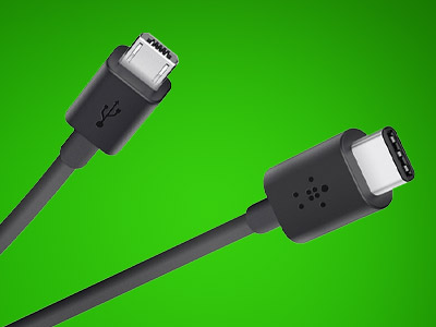 Micro USB and USB-C charger ends