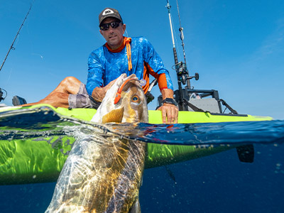 Man fishing from a kayak
