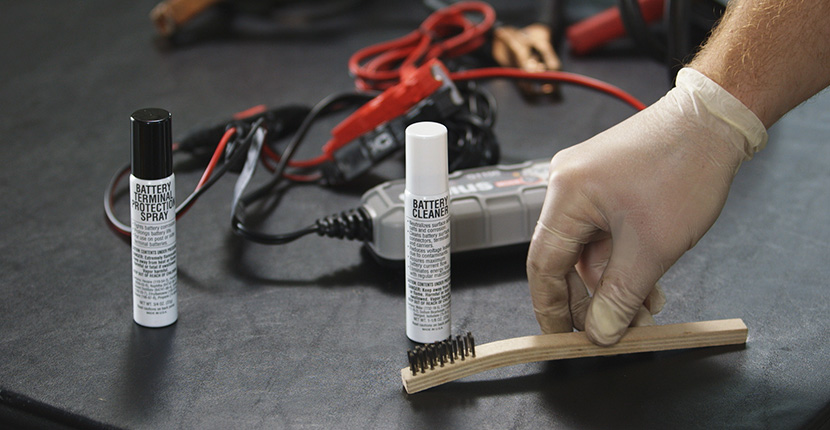 terminal brush and spray and a charger