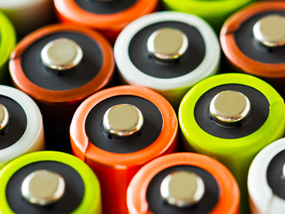 positive terminals of alkaline batteries