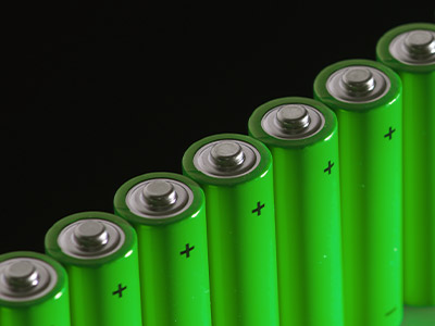 Line of green alkaline batteries