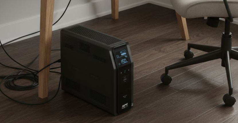 UPS on the floor in a room